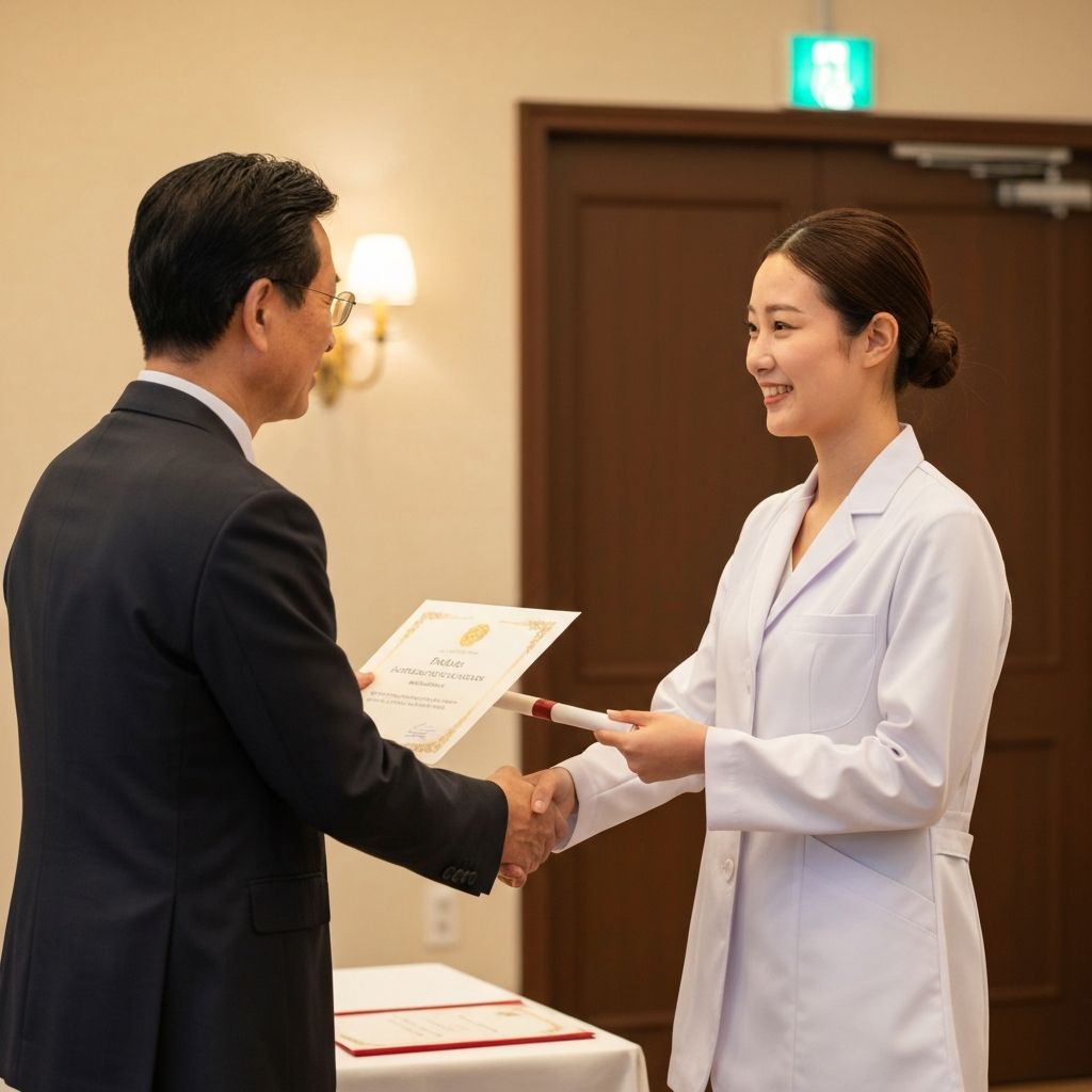 Graduate receiving diploma